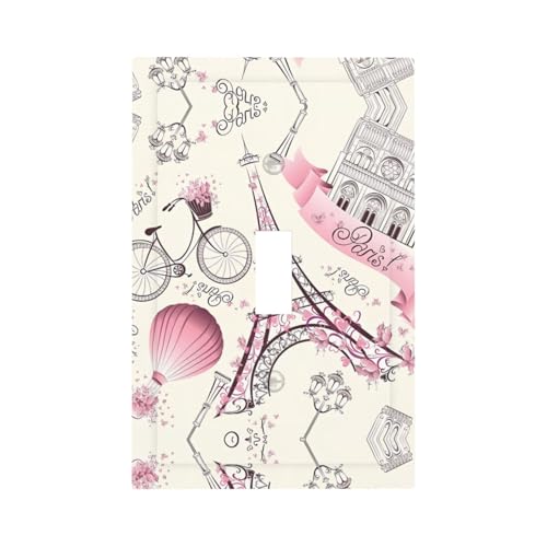 ZhaoYuGoods Dekorative Lichtschalter-Steckdosenabdeckungen, Motiv: Pariser Eiffelturm, Blume, bedruckt, langlebige Wandplatten, elektrische Frontplatte, 12,5 x 8 cm von ZhaoYuGoods