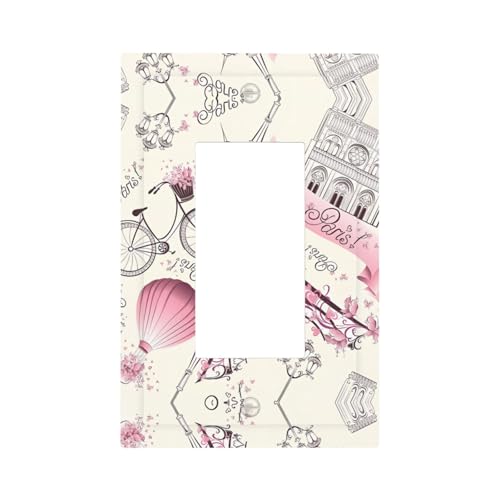 ZhaoYuGoods Dekorative Lichtschalter-Steckdosenabdeckungen, Motiv: Pariser Eiffelturm, Blume, bedruckt, langlebige Wandplatten, elektrische Frontplatte, 12,5 x 8 cm von ZhaoYuGoods