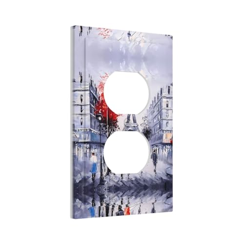 ZhaoYuGoods Dekorative Lichtschalter-Steckdosenabdeckungen, Pariser Stadtbaum, Eiffelturm, Kunstdruck, langlebige Wandplatten, elektrische Frontplatte, 12,5 x 8 cm von ZhaoYuGoods