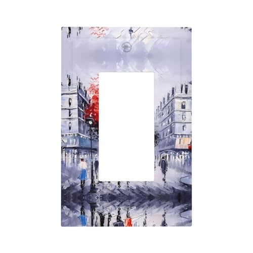 ZhaoYuGoods Dekorative Lichtschalter-Steckdosenabdeckungen, Pariser Stadtbaum, Eiffelturm, Kunstdruck, langlebige Wandplatten, elektrische Frontplatte, 12,5 x 8 cm von ZhaoYuGoods