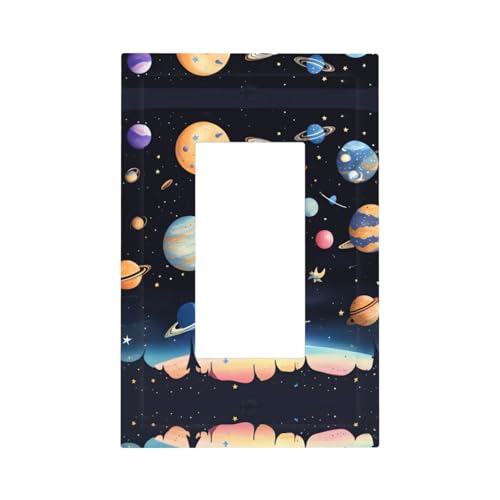 ZhaoYuGoods Dekorative Lichtschalter-Steckdosenabdeckungen, Saturn Jupiter Erde bedruckt, langlebige Wandplatten, elektrische Frontplatte, 12,5 x 8 cm von ZhaoYuGoods