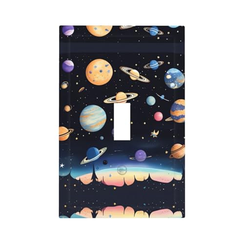 ZhaoYuGoods Dekorative Lichtschalter-Steckdosenabdeckungen, Saturn Jupiter Erde bedruckt, langlebige Wandplatten, elektrische Frontplatte, 12,5 x 8 cm von ZhaoYuGoods