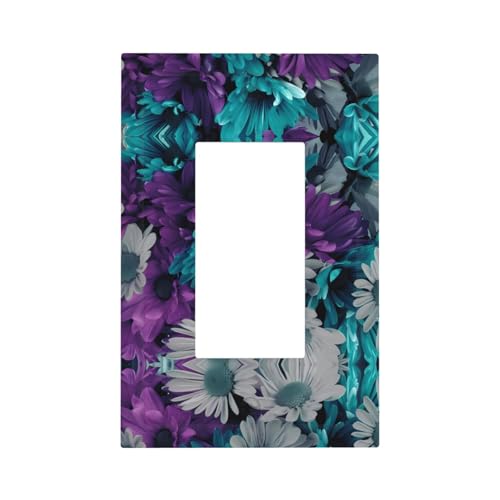 ZhaoYuGoods Dekorative Lichtschalter-Steckdosenabdeckungen, lila und blaugrüne Blumen, bedruckt, langlebige Wandplatten, elektrische Frontplatte, 12,5 x 8 cm von ZhaoYuGoods