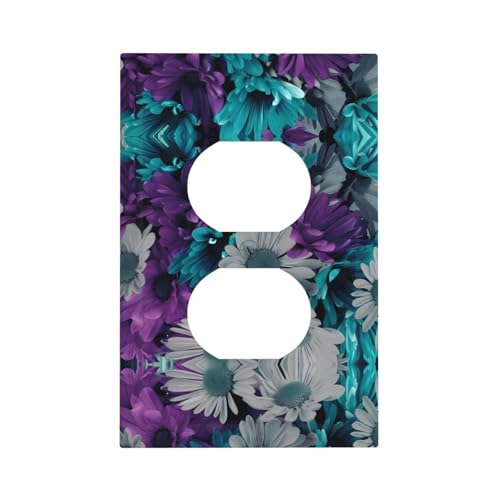 ZhaoYuGoods Dekorative Lichtschalter-Steckdosenabdeckungen, lila und blaugrüne Blumen, bedruckt, langlebige Wandplatten, elektrische Frontplatte, 12,5 x 8 cm von ZhaoYuGoods