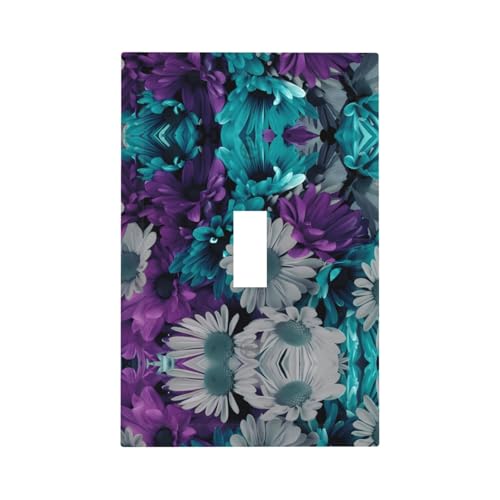 ZhaoYuGoods Dekorative Lichtschalter-Steckdosenabdeckungen, lila und blaugrüne Blumen, bedruckt, langlebige Wandplatten, elektrische Frontplatte, 12,5 x 8 cm von ZhaoYuGoods