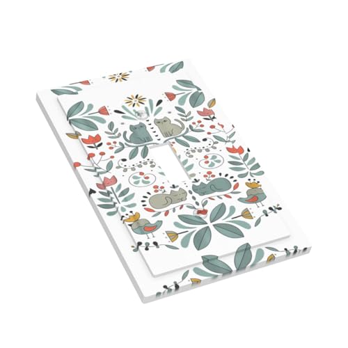ZhaoYuGoods Dekorative Lichtschalter-Steckdosenabdeckungen, lustige Katzen, Vögel und Blumen, bedruckt, langlebige Wandplatten, elektrische Frontplatte, 12,5 x 8 cm von ZhaoYuGoods