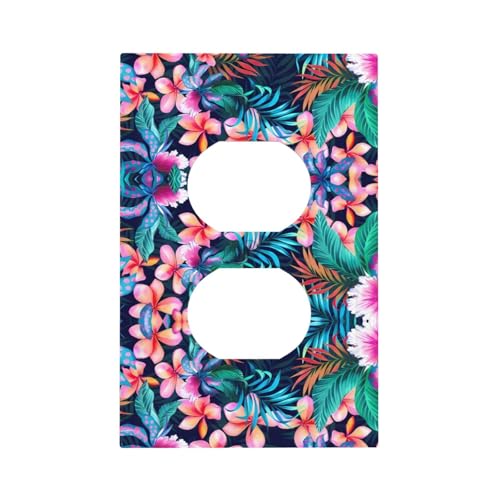 ZhaoYuGoods Dekorative Lichtschalter-Steckdosenabdeckungen, tropische Blumen, bedruckt, langlebige Wandplatten, elektrische Frontplatte, 12,5 x 8 cm von ZhaoYuGoods