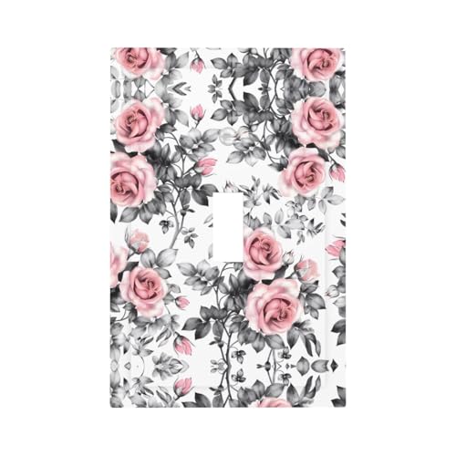 ZhaoYuGoods Dekorative Lichtschalter-Steckdosenabdeckungen, weißes Aquarell, Blumen-Rose, bedruckt, langlebige Wandplatten, elektrische Frontplatte, 12,5 x 8 cm von ZhaoYuGoods