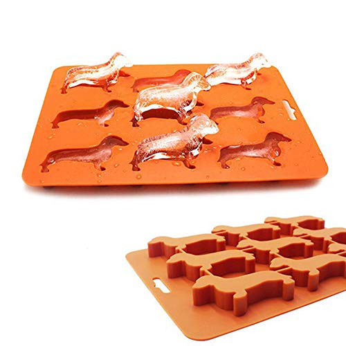 Zhaocaigui Eiswürfelform, 9 Stück Dackel Eiswürfel, Orange, Silikon, BPA-frei von Zhaocaigui