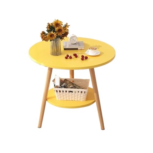 Beistelltische Sofa Beistelltisch Holz Rund for Lounge Empfang Balkon Lässiger Esstisch(Yellow,Groß) von Zhaoj24-05