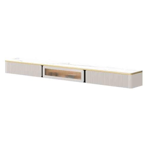 Fernsehschrank An der Wand montierter schwebender TV-Schrank for Unterfernseher, moderner schwebender TV-Ständer mit LED-Leuchten, platzsparende Medienkonsole mit Glastür und Schubladen Lowboard Hänge von Zhaoj24-05