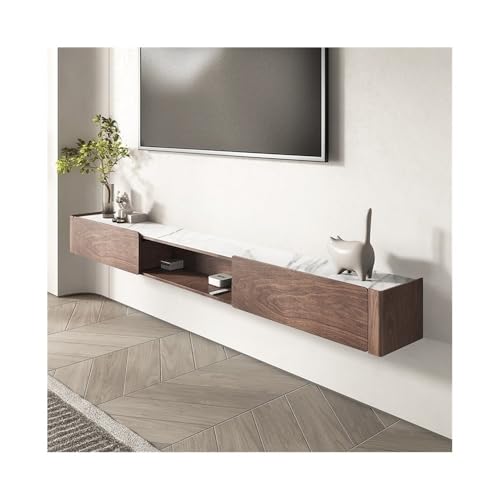 Fernsehschrank Schwebender TV-Ständer mit 2 Schubladen, an der Wand montierter TV-Schrank mit schwebenden Regalen aus Schieferarbeitsplatte, moderne Entertainment-Medienkonsole for das Wohnzimmer Lowb von Zhaoj24-05