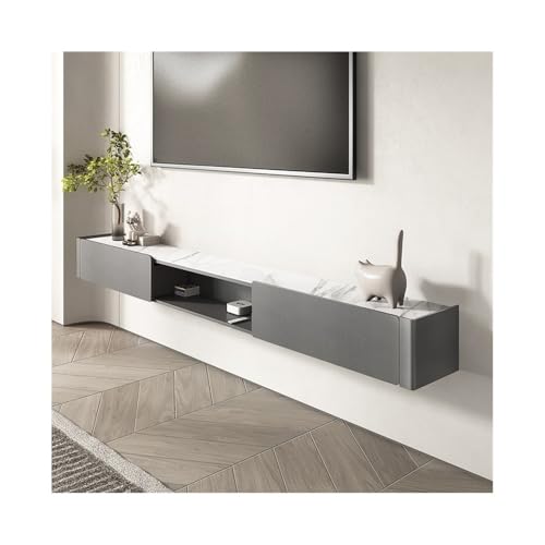 Fernsehschrank Schwebender TV-Ständer mit 2 Schubladen, an der Wand montierter TV-Schrank mit schwebenden Regalen aus Schieferarbeitsplatte, moderne Entertainment-Medienkonsole for das Wohnzimmer Lowb von Zhaoj24-05
