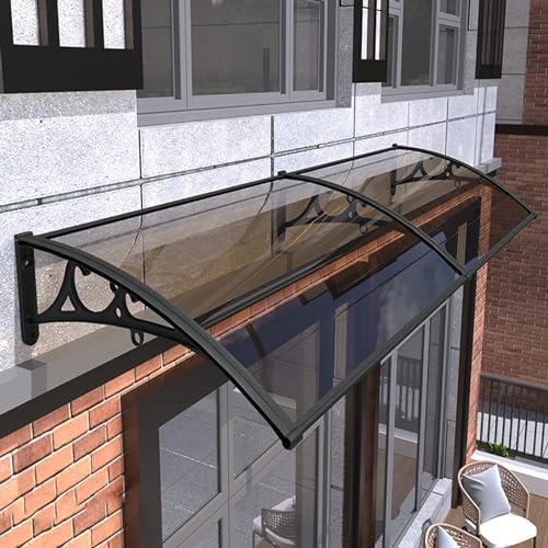 Außenmarkisen Für Fenster Und Türen, UV-Schutz Polycarbonat Pultvordach Überdachung, Aluminium-Vordach Gewölbt, Pultbogenvordach Für Regen Und Schnee, Gebogene Überdachung (60x90cm/24x35in,A) von Zhaomi