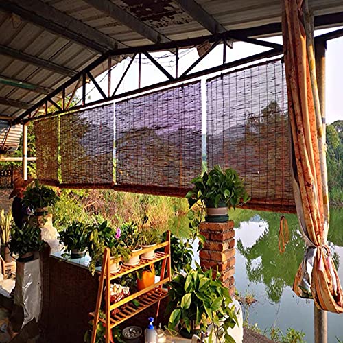 Easy Installation Reed Curtain for Outdoor,Retro Roman Blinds Louver Roller Window Shades,Roman Sun Shades Bamboo Shades,Retro Decorative Lifting Shutters (W60*H150cm/24 * 59?) von Zhaomi