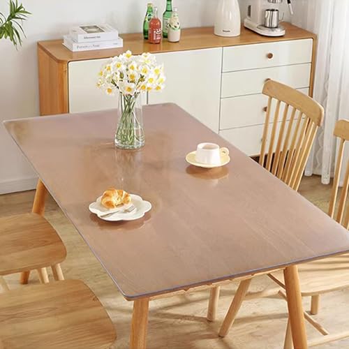 Klarer, Matter Tischplattenschutz, 1,0mm Dick, Klarer, Matter, Wasserfester PVC-Tischdeckenschutz, Abwischbare, Durchsichtige Kunststoff-Tischdecke (70x150cm/28x59in) von Zhaomi