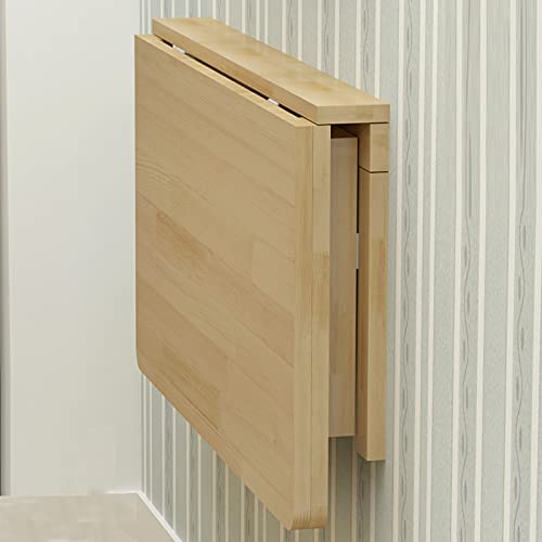 Massivholz Klapptisch,Platzsparender Wandklapptisch,Kiefernholz-Tisch,Klappkonsole,Wand Klapptisch,Esstisch,Holztisch (70x50cm/28x20in) von Zhaomi