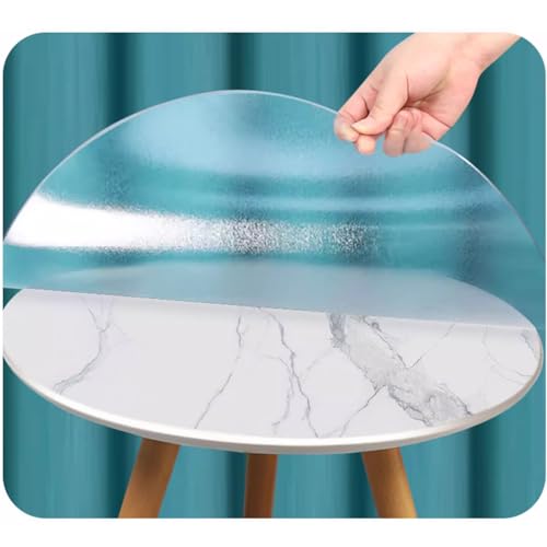 Transparente, Mattierte, Runde PVC-Tischdecken-Schutzfolie, 1,5 Mm Runde, Transparente, Mattierte Kunststoff-Tischdecke, Runder, Transparenter, Mattierter Tischschutz (Diameter 65cm/26in) von Zhaomi