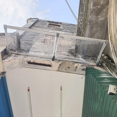 Türdach Überdachung, Modernes Design Vordach Transparent Aus Aluminium Und Polycarbonat, UV-Schutz Pultbogenvordach, Vordach Haustür Überdachung Regenschutz Sonnenschutz (45x310cm/18x122in,A) von Zhaomi