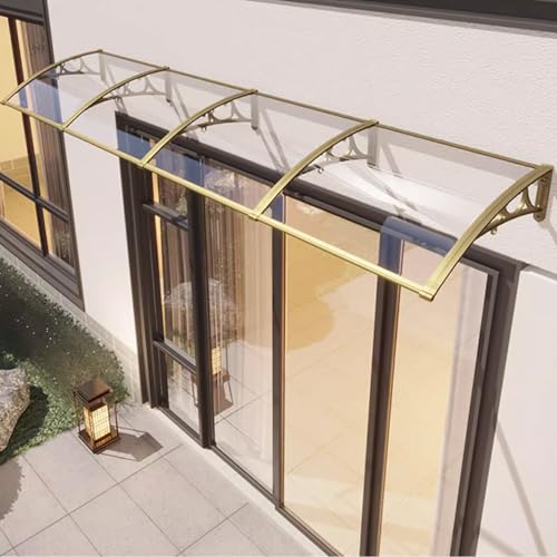 Türdach Überdachung, UV-Schutz Polycarbonat Pultvordach Überdachung, Wetterfest Eingangsüberdachung Regenschutz, Aluminiumrahmen & Kristallklares Dachpaneel, Sonnenschutz (80x260cm/31x102in,A) von Zhaomi