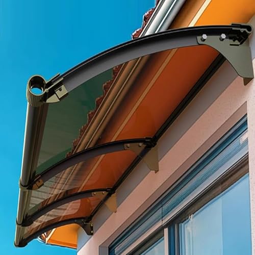 Vordach Für Haustür, UV-Schutz Polycarbonat Pultvordach Überdachung, Haustürvordach Pultvordach Regenschutz, Eingangsüberdachung Regenschutz, Aluminium Überdachung (45x200cm/18x79in,A) von Zhaomi