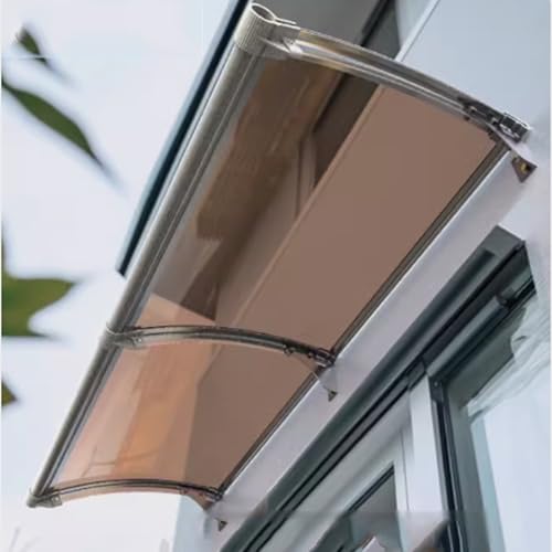 Vordach Haustür, Sonnenschutz Polycarbonat Pultvordach Überdachung, Wetterfest Aluminium Überdachung, Regenschutz Vordach Gewölbt Als Haustürvordach, Außenmarkise (45x80cm/18x32in,A) von Zhaomi