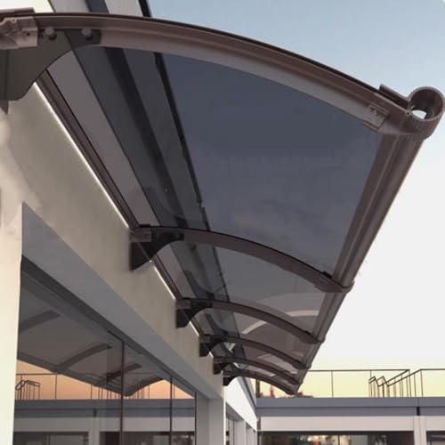 Vordach Haustür Türdach Überdachung, Aus Aluminium Und Polycarbonat, Polycarbonat Pultvordach Überdachung, UV-Schutz Aluminium-Vordach Gewölbt, Wetterfest Außenmarkise (100x90cm/39x35in,A) von Zhaomi