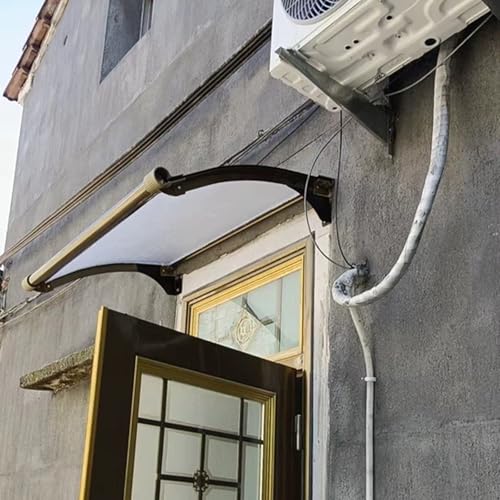 Vordach Haustür Überdachung, Solide Polycarbonatplatte Mit Großem Wassertank, Sonnenschutz Aus Aluminiumlegierung, Regenschutz, Polycarbonat Pultvordach Überdachung (65x300cm/26x118in,A) von Zhaomi