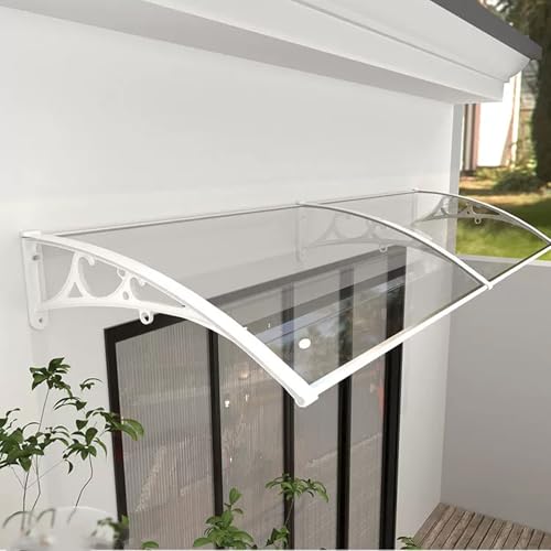 Vordach Überdachung, Polycarbonat Pultvordach Überdachung, UV-beständig Aluminium-Vordach Gewölbt, Eingangsüberdachung Regenschutz, Aus Aluminium Und Polycarbonat (60x430cm/24x169in,A) von Zhaomi