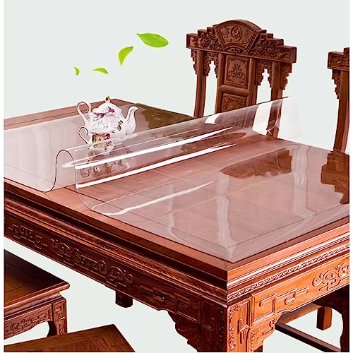 Zhaomi Transparenter Tischplattenschutz, 1,0 Mm Dick, Transparenter, Wasserfester PVC-Tischdeckenschutz, Transparente Kunststoff-Tischdecke, Pflegeleicht Und Abwischbar (50x160cm/20x63in) von Zhaomi