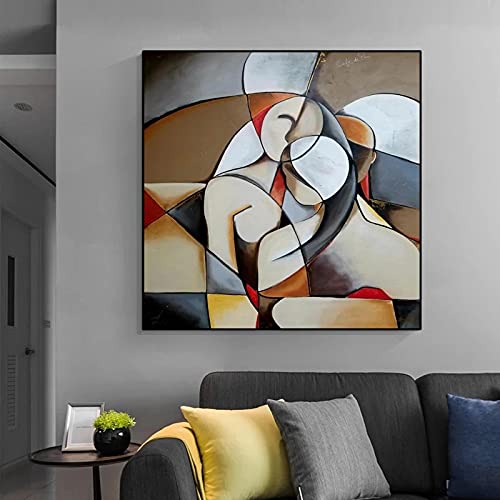 Berühmte Picasso Abstrakte Traumfrau Leinwand Gemälde Frau HD Schwarz gerahmte Drucke Wohnzimmer Wohnkultur Bild 85x85cm/33x33in Schwarzer Rahmen von Zhaoyang Art