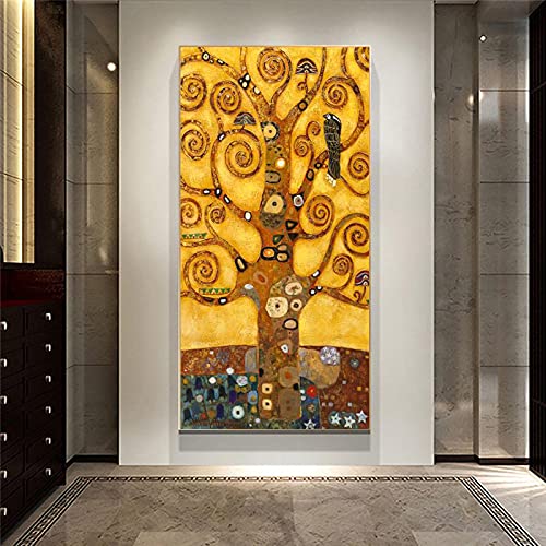 Gustav Klimt Baum des Lebens Leinwand Kunst Gemälde Klassische Berühmte Gemälde Reproduktionen Gustav Klimt Bild Wohnzimmer 90x45cm(36x18in) Ungerahmt von Zhaoyang Art