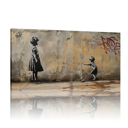 Zhaoyang Art Banksy-Leinwandkunst – bunte Wandkunst, Graffiti-Wanddekoration, Wandkunst, abstrakte Wanddekoration, Kunstrahmen für die Wand, 100 x 200 cm/39 x 78 Zoll, mit Rahmen von Zhaoyang Art