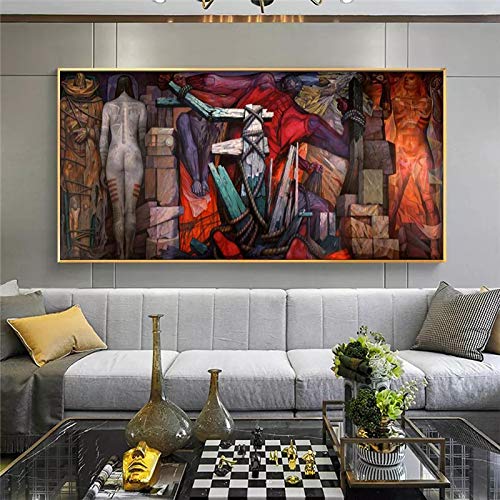 Zhaoyang Art Berühmte Gemälde Wandkunstdrucke Jorge Gonzalez Camarena Wandbild Liberacion Bilder für Wohnzimmer Cuadros Dekoration 35x73in/90x185cm Goldener Rahmen von Zhaoyang Art