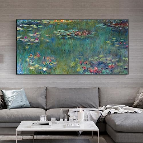 Zhaoyang Art Berühmtes Claude Monet-Wandkunst-Leinwandgemälde mit Rahmen, Seerosen, pastorale Landschaft am Meer, Vintage-Dekor, Bild 65 x 130 cm/26 x 51 Zoll mit schwarzem Rahmen von Zhaoyang Art
