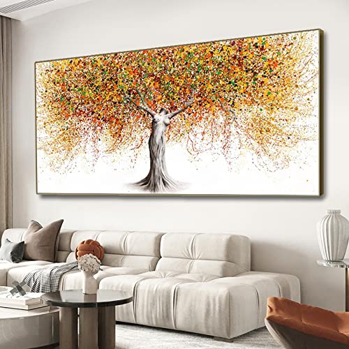 Zhaoyang Art Große Wandkunst, Gemälde, abstrakter Frauenkörper, bunte Bäume, Poster, modernes Zuhause, dekorative Bilder für Wohnzimmer, 90 x 190 cm, mit Rahmen von Zhaoyang Art