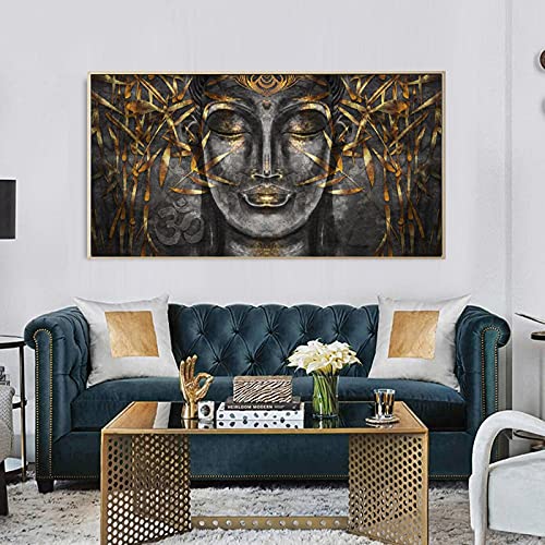 Zhaoyang Art Modern mit schwarz gerahmter Wandkunst auf Leinwand, Gemälde, Wand, Bodhisattva, Buddha, Bild für Wohnzimmer, Heimdekoration, 31 x 77 Zoll/80 x 195 cm mit schwarzem Rahmen von Zhaoyang Art