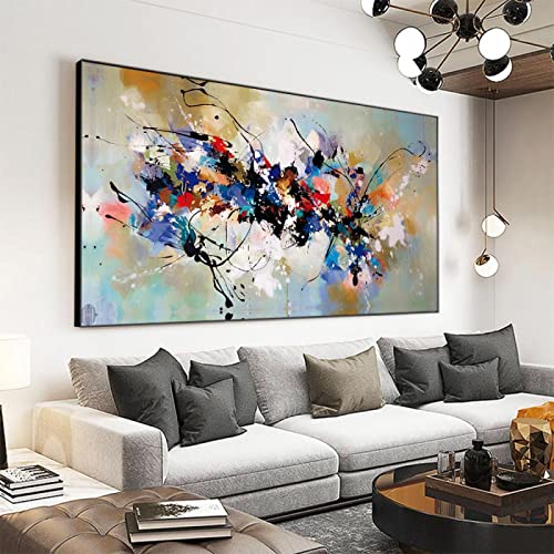 Zhaoyang Art - Ölgemälde Wandbild Wohnzimmer - Abstraktes modernes Kunstwerk auf Leinwand mit schwarzem Rahmen - 70 x 150 cm Zhaoyang Art - Ölgemälde Wandbild Wohnzimmer - Abstraktes modernes Kunstwerk auf Leinwand mit schwarzem Rahmen - 70 x 150 cm von Zhaoyang Art