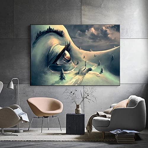 Zhaoyang Art Salvador Dali Surrealismus Wandkunst Bild Leinwand Malerei Abstrakte Poster und Drucke für Wohnzimmer Heimdekoration 80x130cm/32x51in mit Rahmen von Zhaoyang Art