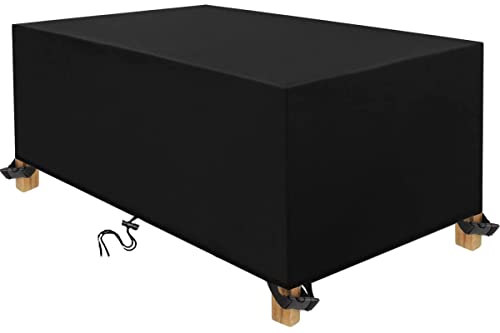 Zhaoyang Art Terrassenabdeckung 300x180x80cm Schwarz Abdeckung für Gartenmöbel 600D Oxford-Schwarz, Gartenmöbel-Abdeckung Gurten für Gartentisch Möbel Sets von Zhaoyang Art
