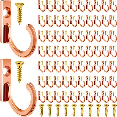 100 Stücke Wand Einzelhaken Kleiderhaken und 110 Stücke Schrauben zum Aufhängen Schlüssel Haken Schmuck (Rose Gold) von Zhehao