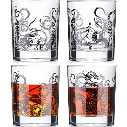 4 Stück Octopus Tentakel Whiskey Gläser 284 ml - Rock Gläser Kraken Geschenke Altmodische Tasse - Klare Strand Weingläser für Trinken Shot Rum Cocktail Bier Bar Dekor Tumbler Cup Glaswaren 4 Stück Octopus Tentakel Whiskey Gläser 284 ml - Rock Gläser Kraken Geschenke Altmodische Tasse - Klare Strand Weingläser für Trinken Shot Rum Cocktail Bier Bar Dekor Tumbler Cup Glaswaren von Zhehao