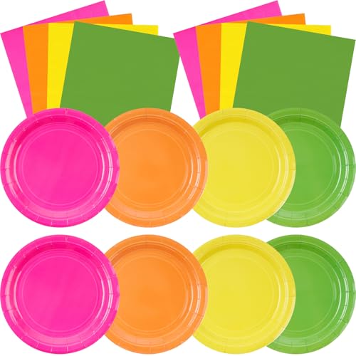 Zhehao Einweg-Pappteller und Servietten, 17,8 cm, Einweg-Teller für Babyparty, Hochzeit, Partyzubehör, Neonfarben, 120 Stück Zhehao Einweg-Pappteller und Servietten, 17,8 cm, Einweg-Teller für Babyparty, Hochzeit, Partyzubehör, Neonfarben, 120 Stück von Zhehao