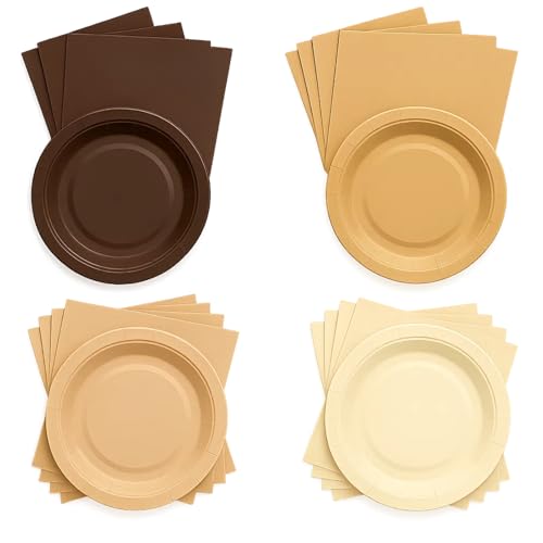 Zhehao Einweg-Pappteller und Servietten, 17,8 cm, Einwegteller für Babyparty, Hochzeit, Party, 120 Stück, Braun Zhehao Einweg-Pappteller und Servietten, 17,8 cm, Einwegteller für Babyparty, Hochzeit, Party, 120 Stück, Braun von Zhehao