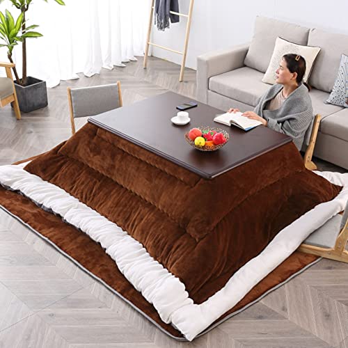 Kotatsu-Tisch 4er-Set Wohnzimmerheizung Kotatsu-Tisch Im Winter Massivholz-Tatami-Tisch Sommer-Couchtisch Warmes Geschenk Für Die Familie (Color : Walnut color, S : 120 * 80 * 45cm) von Zheng Hui Shop