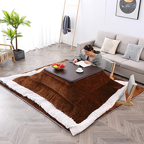 Kotatsu-Tisch 4er-Set Wohnzimmerheizung Kotatsu-Tisch Im Winter Massivholz-Tatami-Tisch Sommer-Couchtisch Warmes Geschenk Für Die Familie (Color : Walnut color, S : 80 * 80 * 45cm) von Zheng Hui Shop