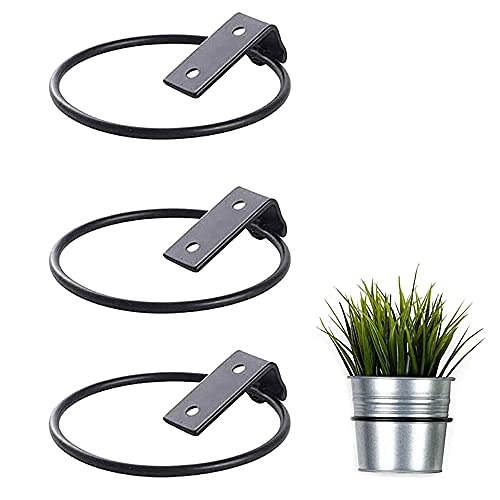 3 Stück Blumentopf Wandhalterung,Faltbarer Blumentopfhalter Wand, Metall Blumentopfhalter Blumentopf Ringhaken, Verwendet für Hausgarten Balkon Outdoor Blumentopfhalter Wand (17,5 x 15 x 6,2 cm) von ZhengZ