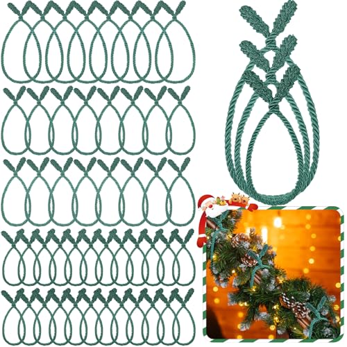 Zhengmy Weihnachtsgirlande, extra lang, 76,2 cm, 63,5 cm, 50,8 cm, grün, wiederverwendbar, flexibel, dekorative Bindebänder für Geländer, Treppengeländer, Urlaub, Weihnachten, Heimdekoration, 48 Stück von Zhengmy
