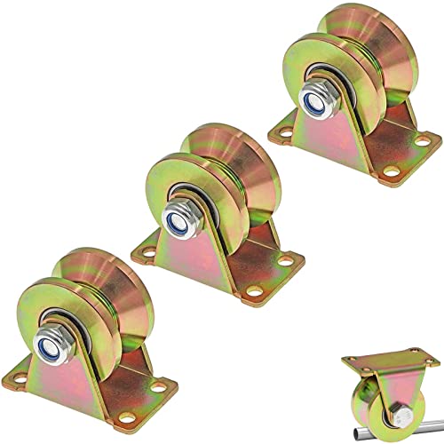 Generic 3 3 Stück V Nut Riemenscheibe, mit Halterung, 31mm/1,22 Zoll, Schiebetor, Hebe Rollen, Rad, Starrrollen, Schwerlast, für Umgekehrtes Gleis, Industriemaschinen, Kupfer von Generic