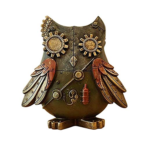 Zhenwo Owl Piggy Bank Vintage Creative Large Capacity Resin Owl Punk Mechanical Money Box Birthday Gift Decorations,1 von Zhenwo